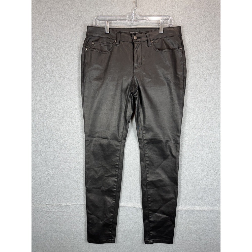 Eileen Fisher Pants Womens 10 Coated Skinny High Rise Organic Cotton Stretch